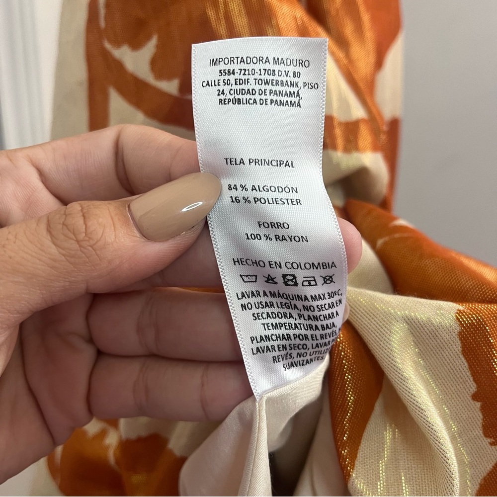 New Padova Colombia Vestido Ariza Natural Floral Midi Dress Large - Picture 12 of 13